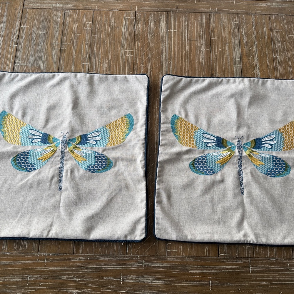 Dragonfly Embroidered Pillow Covers